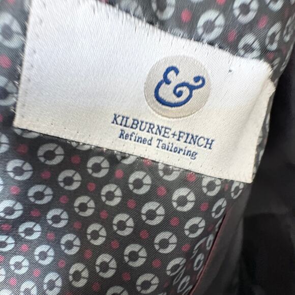 Kilburne + Finch Plaid Sport Coat Gray Black Blazer 46L Tailored Fit workwear - Picture 6 of 10